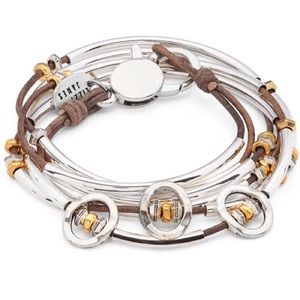 Beth Silver & Leather Mixed
Metal Wrap Bracelet - Necklace Lizzy James